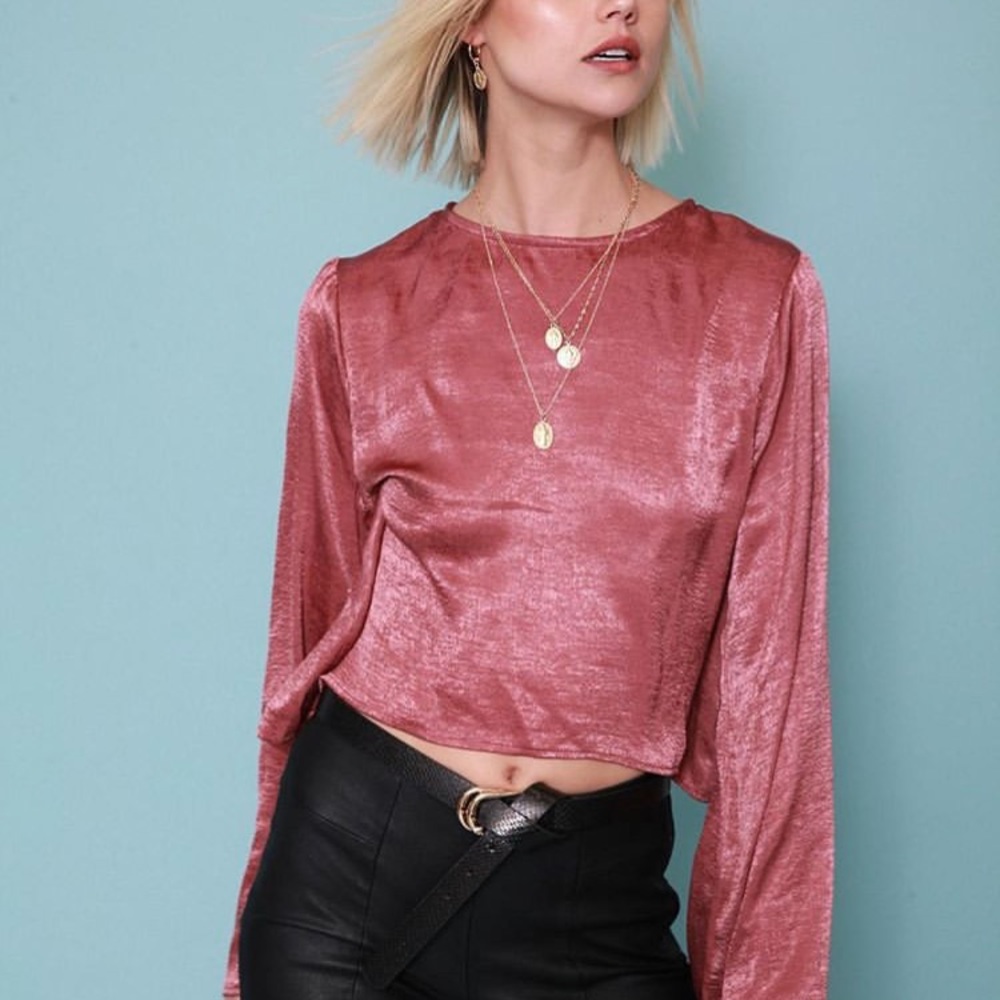 Pink satin top